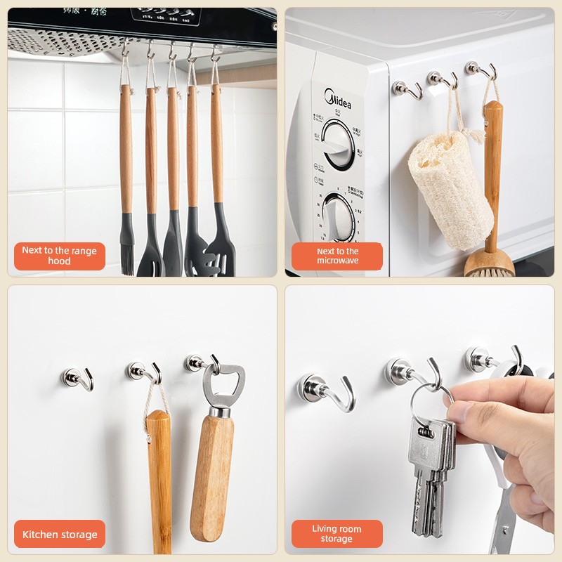 Magnet Hook Super Strong Suction Magnetic Kitchen Hook Seamless Punch-Free Door Refrigerator Key Magnet Magnetic