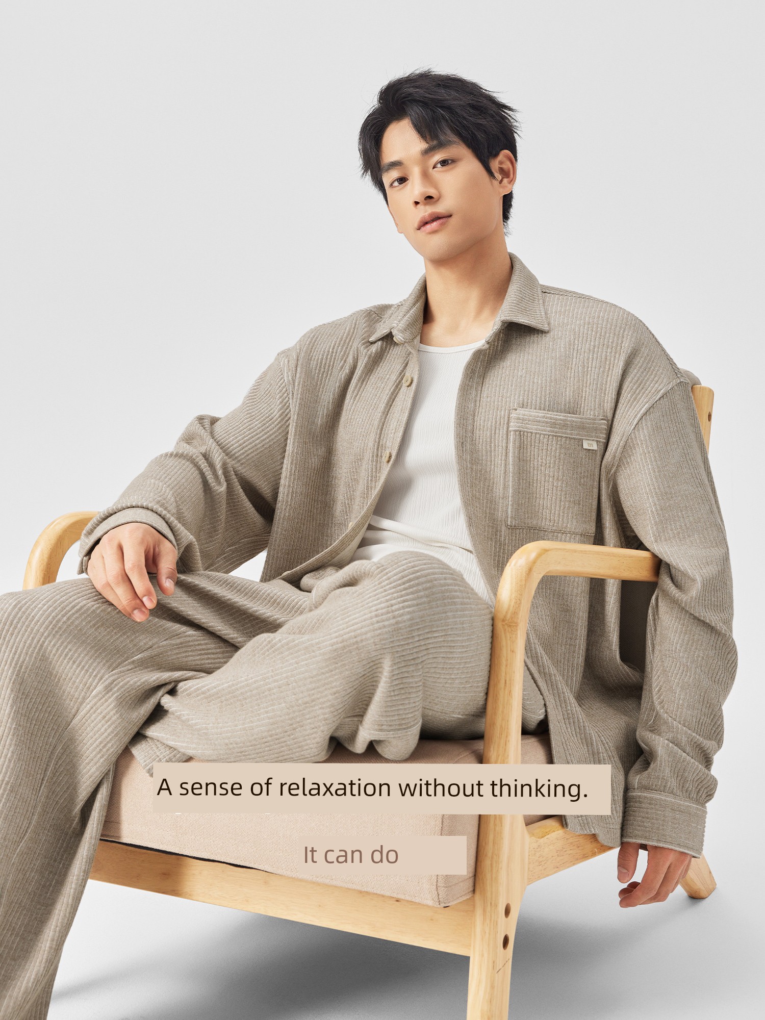 Bodydream BM Suitable for Daily Wear Men's Fall Lapels Long Sleeves Outwear Loose Casual Pants Home Wear Suit