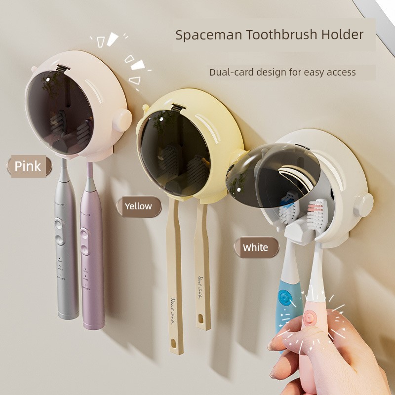 Spaceman Toothbrush Holder Bathroom No Punching Wall Upside down Draining Couple Electric Toothbrush Storage Rack Bathroom Wall