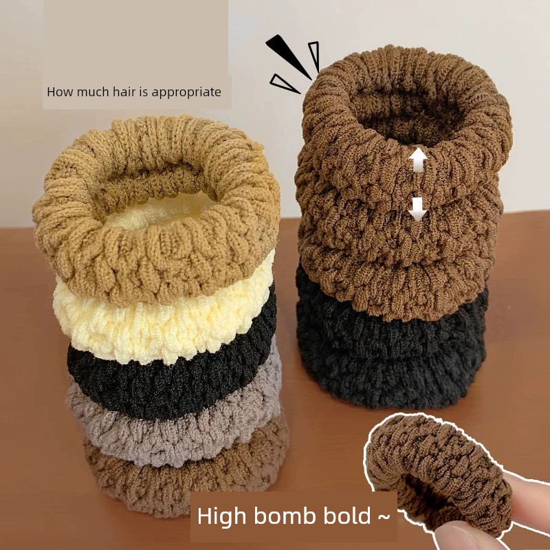 Thickening Bolding High Elastic Hair Bands Towel Ring Popcorn Color Seamless Hairband Ponytail Hair String Hair Rope Hair Accessories