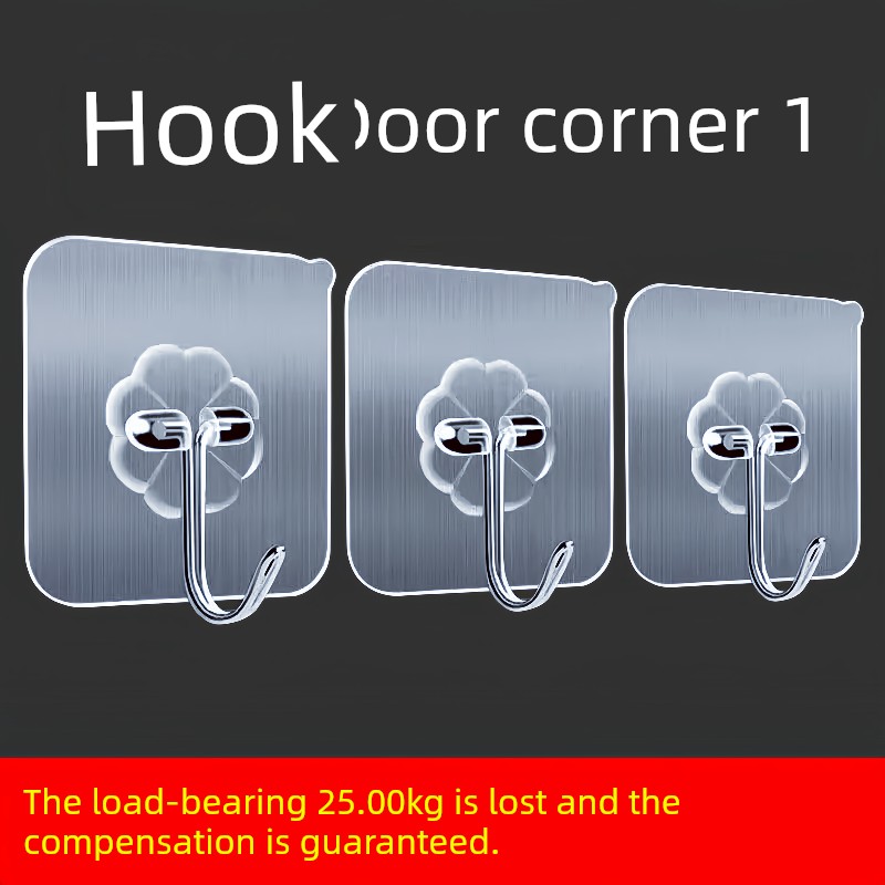 Stainless Steel Hook Strong Adhesive Wall Wall Hanging Load-Bearing Kitchen Hook Seamless No Punching behind the Door Bacon Hook