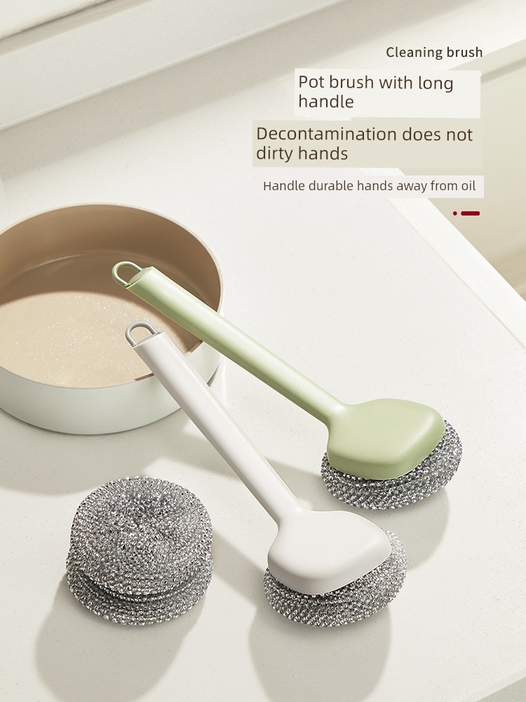 Kitchen Dedicated Wok Brush Dishwashing Wok Brush Sub-For Home Cleaning Pot-Scouring Brush Does Not Hurt Non-Stick Cooker Long Handle Brush Pot Handy Gadget