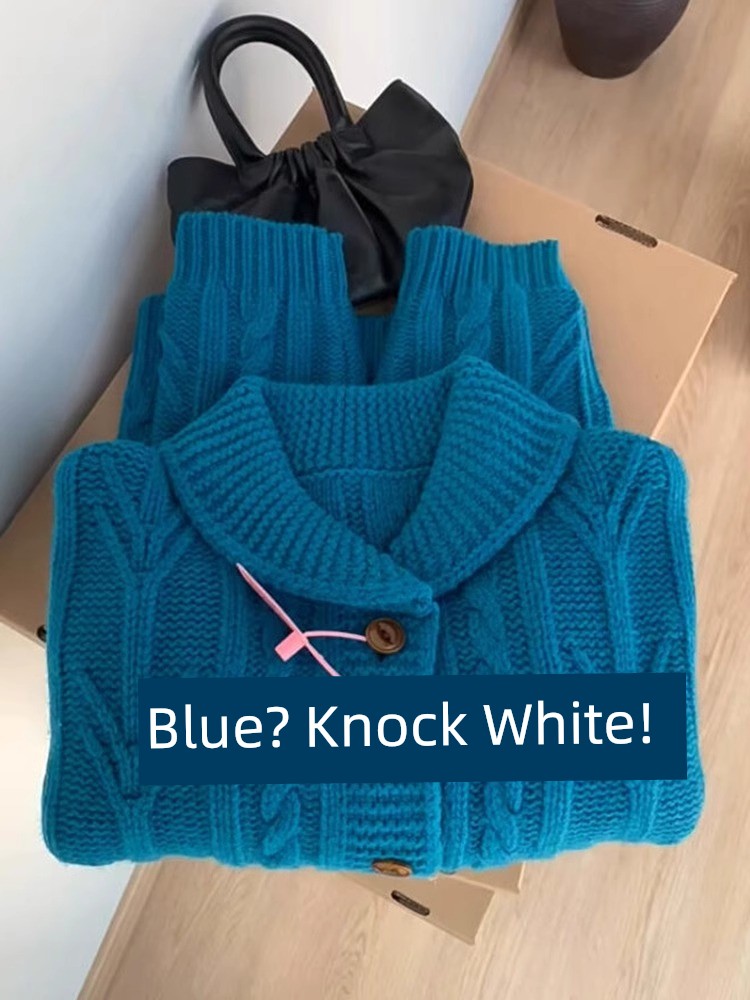 French Sweet Fashion Temperament Entry Lux Lapel Sweater Women's Spring and Autumn Popular Wear Match New Arrival Knitted Cardigan Top