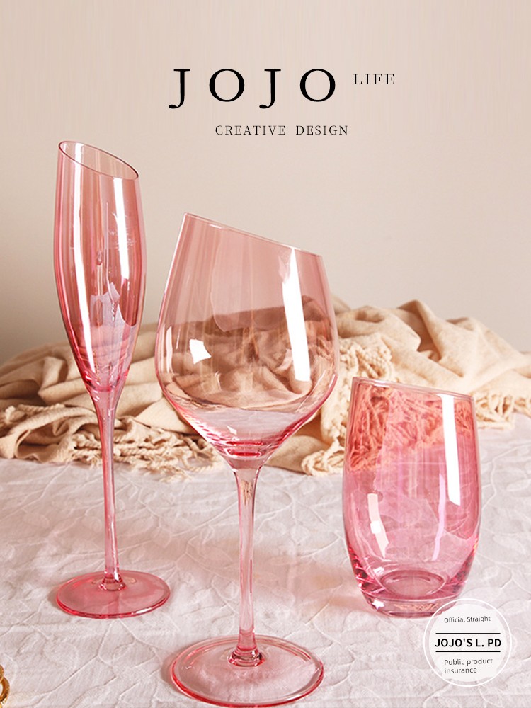 Jojo's L. Pd. Purple. Wine Set Oblique Pink Red Wine Glass Champagne Glass Crystal Glass | Purple Wine