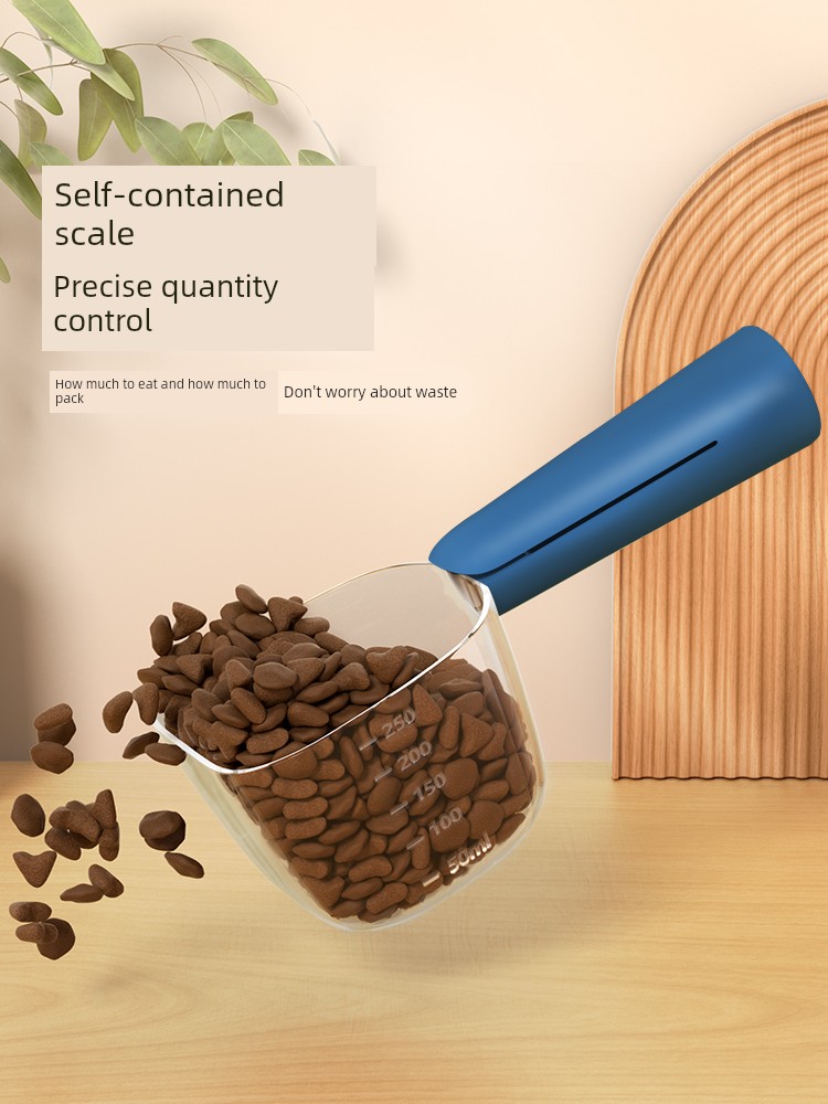 Cat Food Spoon Measuring Long Handle Dog Food Shovel Pet Food Spoon Sealed Spoon with Scale Dog Food Spoon Measuring Cup Feeding Spoon