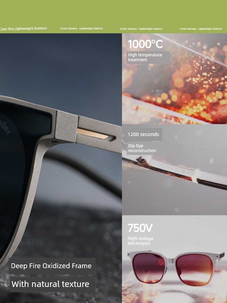 Banana Men's Mid-Frame Foldable Sunglasses Driving Sun Protection Fishing UV Protection Hiking Sun Protection Glasses