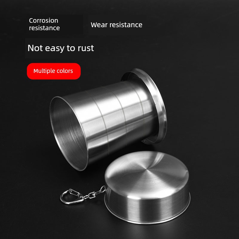 Travel Compression Cup Stainless Steel Folding Cup Portable High Temperature Resistant Retractable Mouthwash Small Water Cup Outdoor