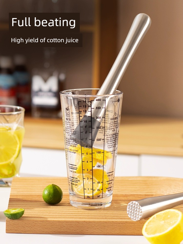 Stainless Steel Ice Crushing Popsicle Hammer Mash Stick Cocktail Fruit Mash Juicing Stick Lemon Orange Juice Hammer Stick Milk Tea Shop