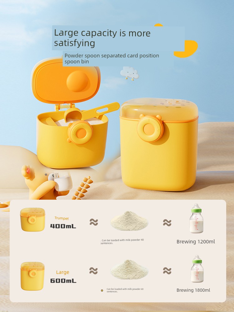 Bear Baby Milk Powder Box Portable Outdoor Complementary Food Rice Flour Box Sealed Cans Moisture-Proof Storage Tank Milk Powder Separately Packed Case