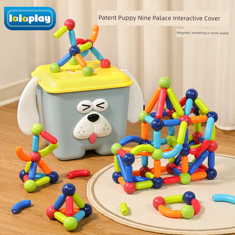Lalaplay Rainbow Variety Magnetic Rods Kids Building Blocks Birthday Gift Female Male Magnetic Piece Educational Assembled Toys