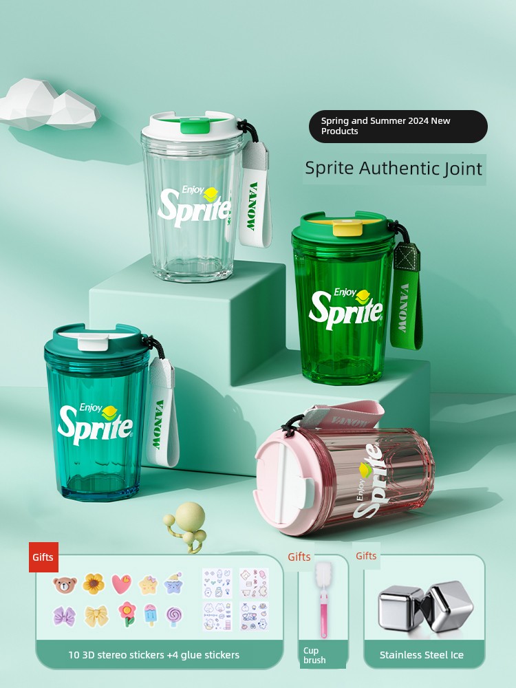 Vanow Sprite Joint Name Summer Water Glass Coffee Cup Girl Good-looking Portable Vehicle-Mounted Large Capacity Portable Cup