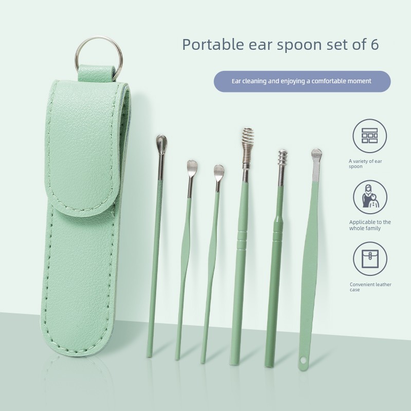 Cheng Ear Cleaning Suit Stainless Steel Portable Earpick Earwax Set Kids for Digging Ears Handy Gadget Six Pieces for Others