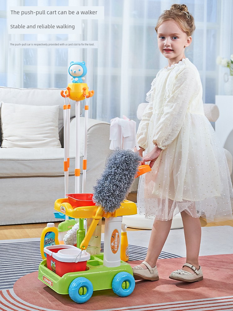 Kids Sweeping Toy Broom Dustpan Combination Set Girl Artificial Play House Cleaning Baby Boys and Girls