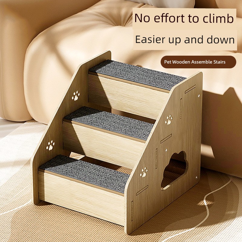 New Arrival Hippie Dog Wooden Assemble Older Dog Sofa Climbing Bed Dog Stairs Small Size Dogs Pet Steps