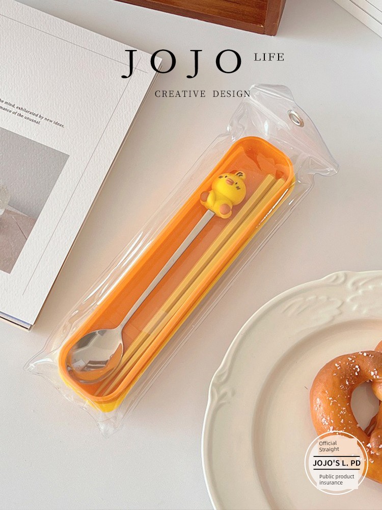Jojo's L. Pd. Mr. Grocery. Stainless Steel Spoon Alloy Chopsticks Tableware Suit Cute Portable | Handle Body
