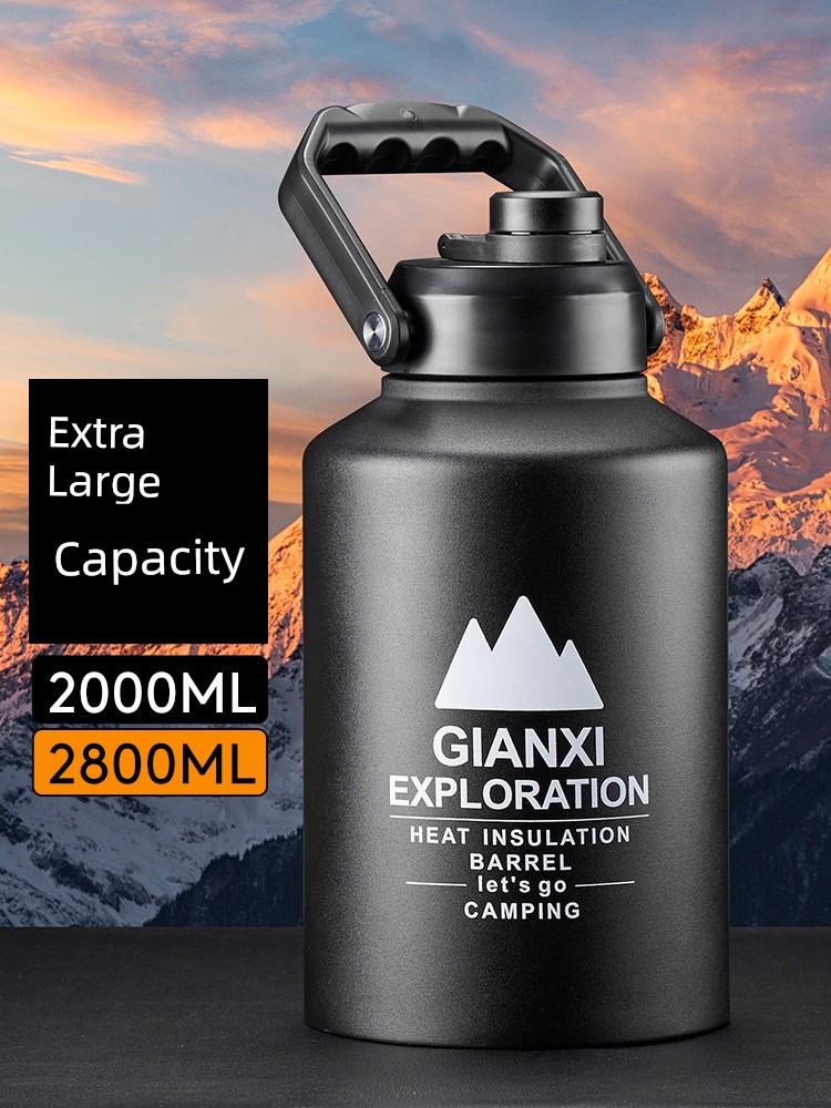 Jieanxi Large Capacity Vacuum Cup Stainless Steel Cold Insulation Barrels T Thermal Pot Outdoor Ice Bucket Portable Sports Bottle