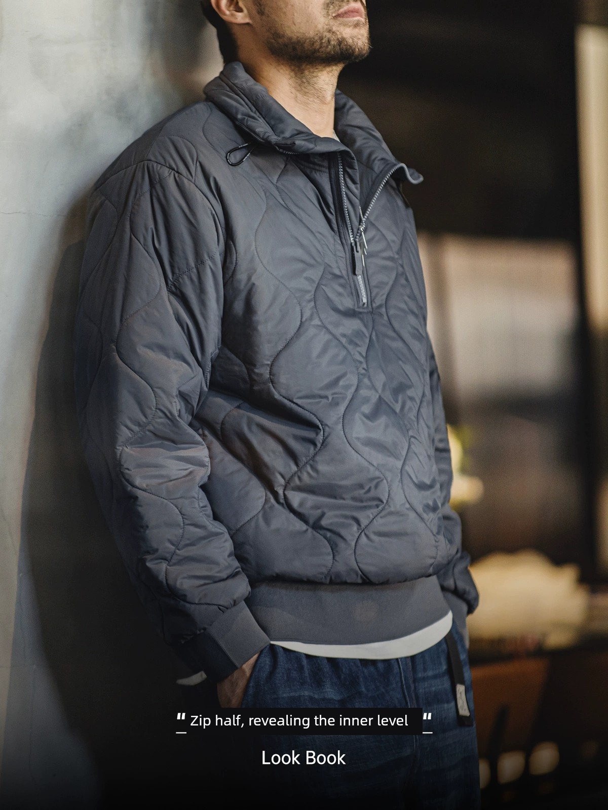 Madden Thinsulate Half Zipper Shell Pattern Pullover Parka