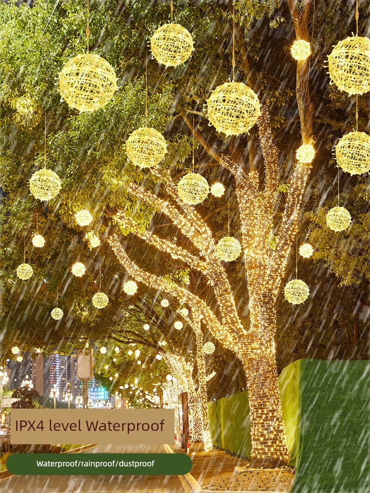 Starry Sky Lamp Outdoor Waterproof Landscape Hanging Tree Spherical Tree Lamp Vine Bal Lamp Decorative Lamp Hanging Lamp Colored Lantern Flashing String