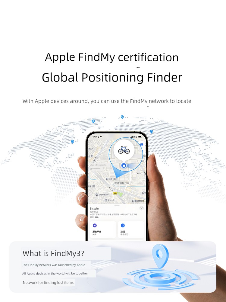 Green Locator GPS Fantstic Anti-Lost Product for Apple Portable Anti-Tracking Electric Car Bicycle Wallet Luggage and Suitcase Schoolbag Waterproof Airtag Flat Card Locator Car Key