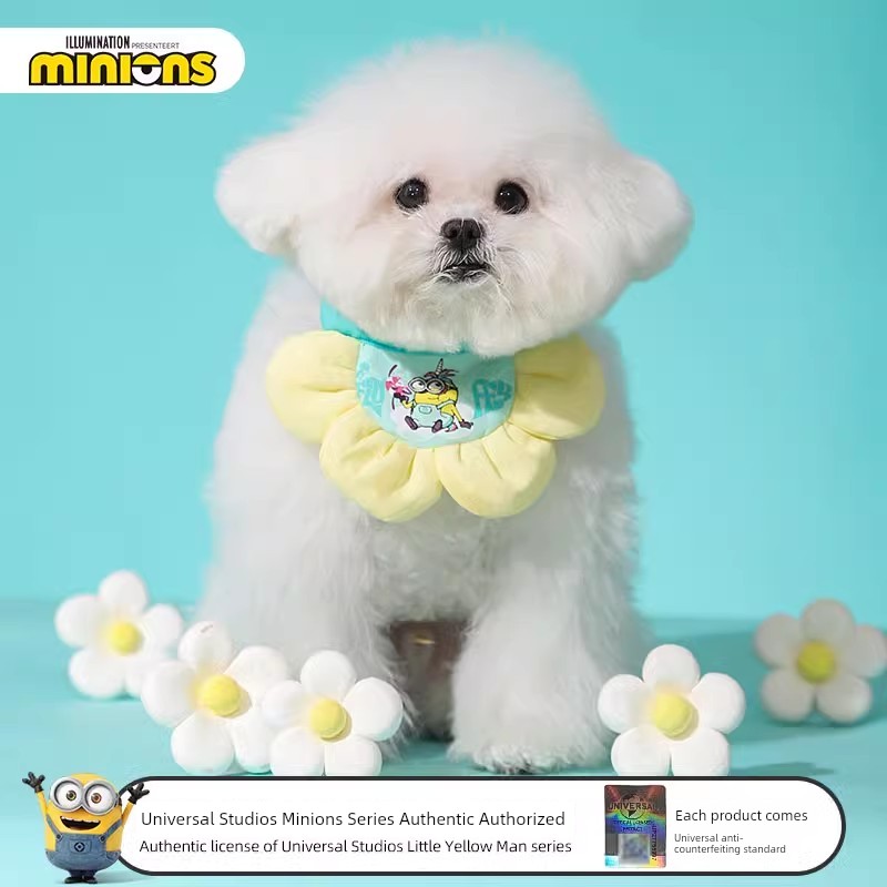 Minions Dog Scarf Cute Bib Puppy Cat Muppet Teddy Accessories Pet's Saliva Towel Cat Scarf