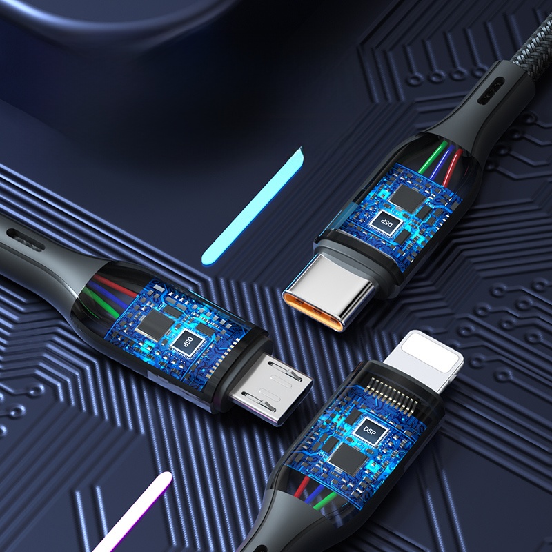 Suitable for Three-in-One Super Fast Charge Data Cable 66W 3-in-1 Charging Wire Flash Charging Apple Typec Android Huawei