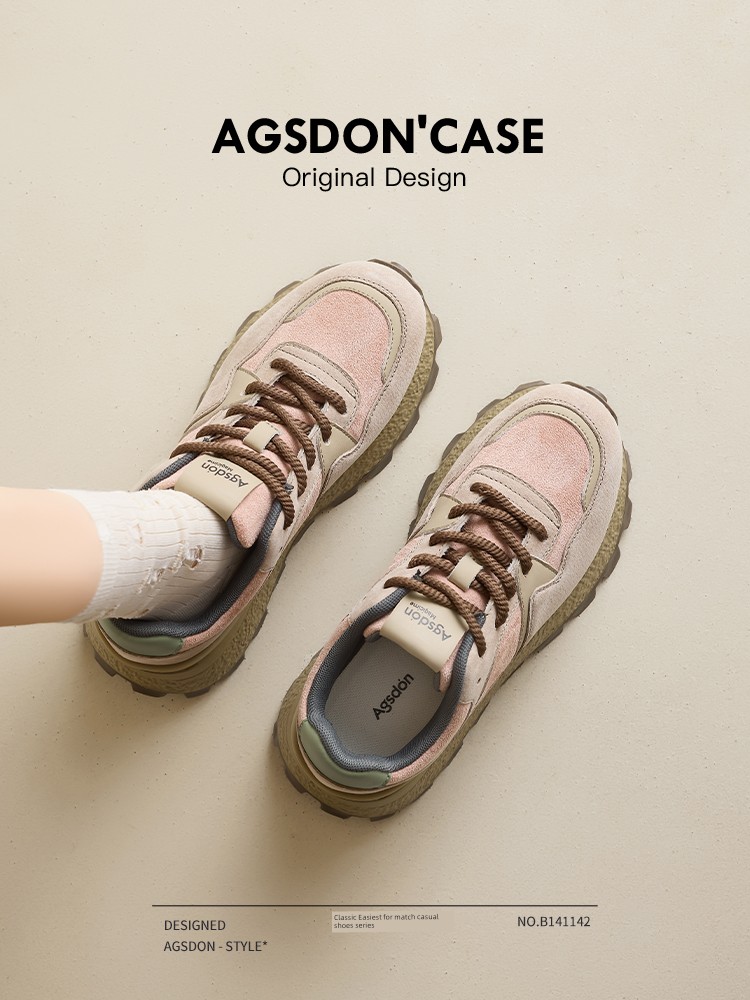 Augusto Dad Shoes Women's Fall and Winter 24 New Arrival Cortez Thick Sole Small Waist Hiking Sports Easiest for Match Casual Shoes