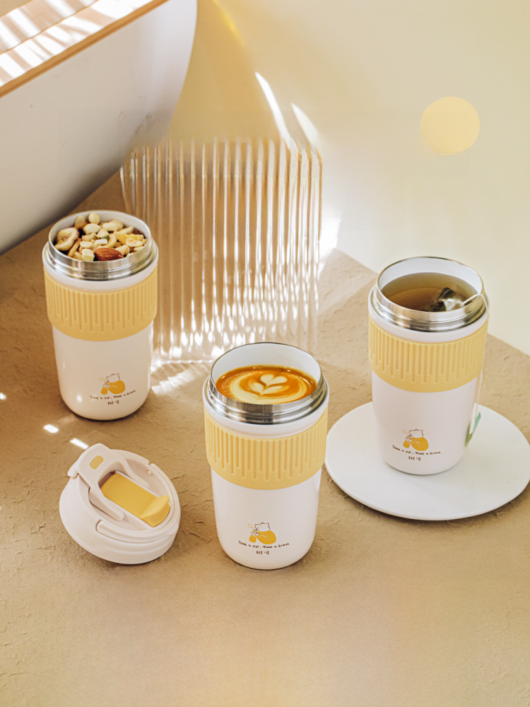 Shuke Little White Bear Cup with Straw Insulated Coffee Adult Water Bottle Children Cup Pregnant Women Portable Handy Cup