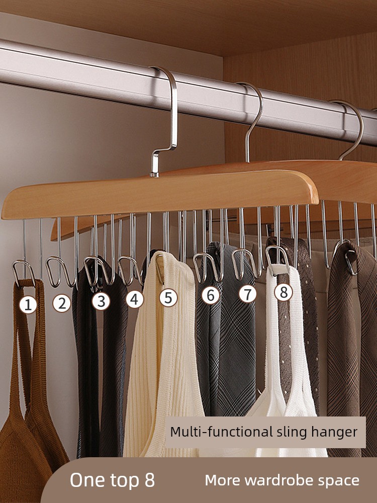 Wooden Sling Hanger For Home Hanger Clothes Multi-Functional Underwear Hook Wardrobe Vest Storage Fantastic Wave Hanger
