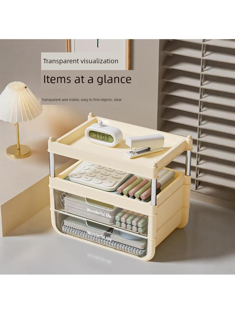Jujiajia Cosmetics Storage Box Desktop Drawer Dustproof Large Capacity Dressing Table Finishing Box Multi-Layer Skin Care Products