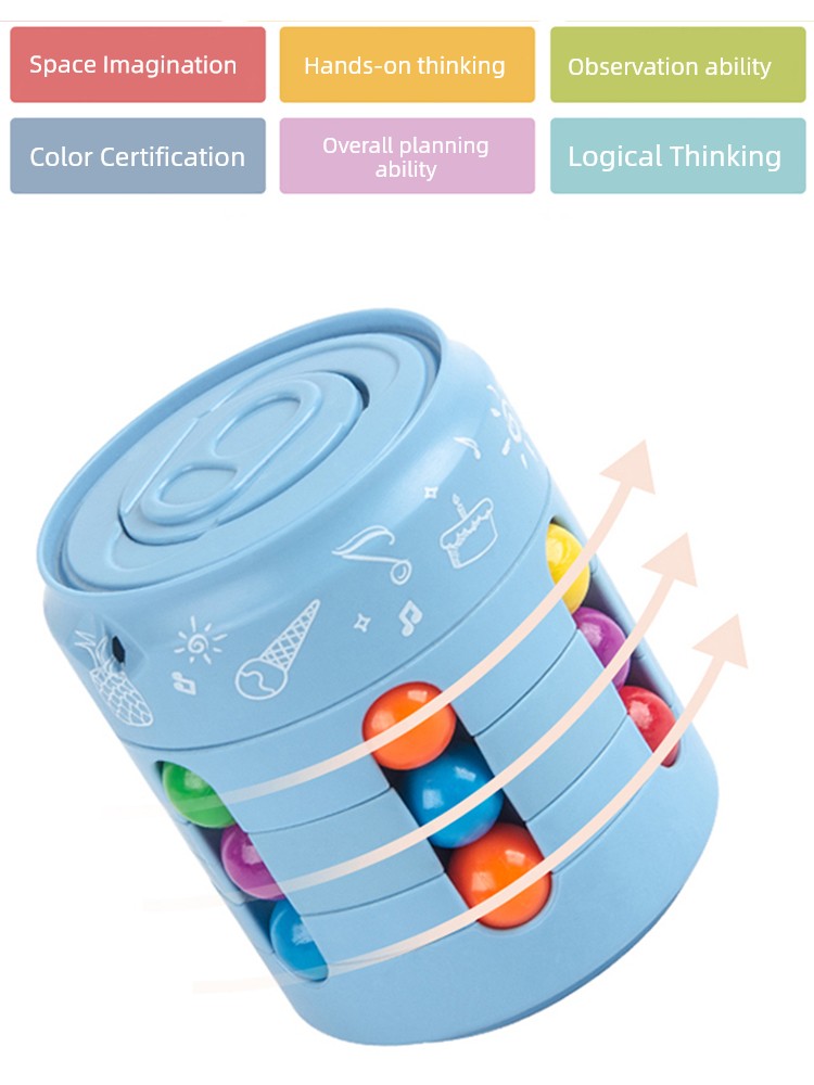 Children Education Magic Bean Cans Rubik's Cube Fingertip Gyro Decompression Logic Rotate Ball Small Thinking Training Toys