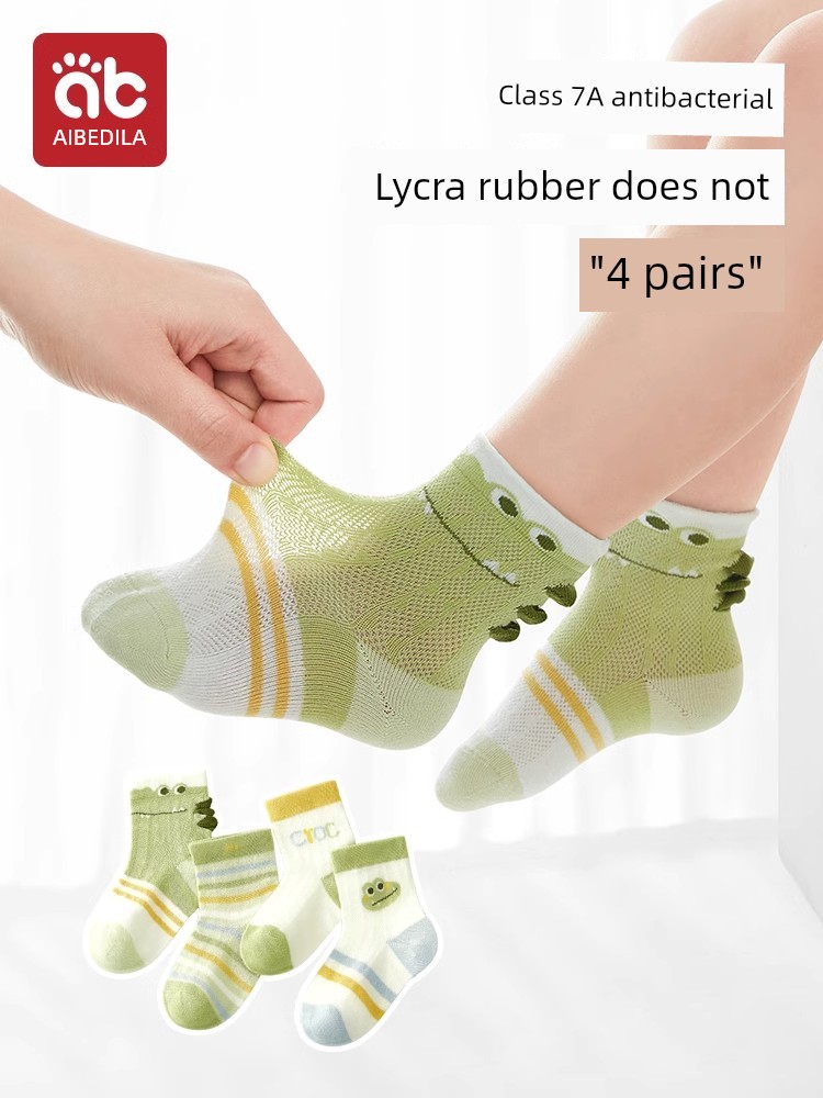 Baby Socks Spring and Autumn Pure Cotton Boys Summer Thin Mid-Calf Length Socks Baby Girl Breathable Boneless Kids Mesh Stockings