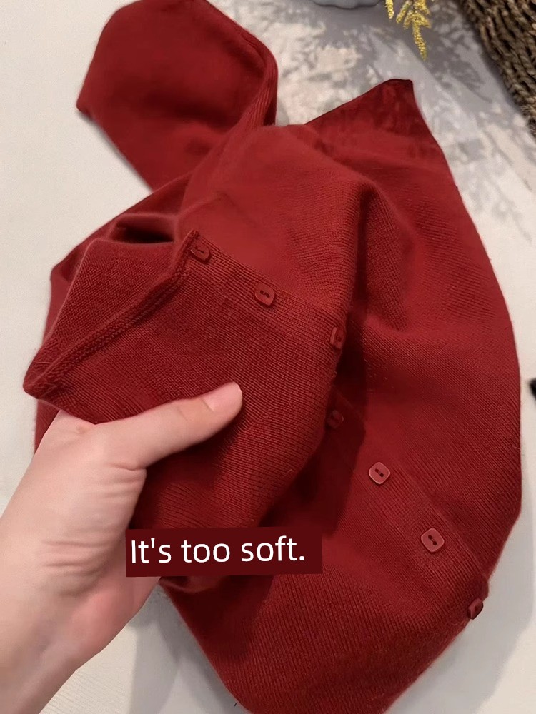 New Year Red Stand-up Collar Knitting Cardigan Outwear Female Spring and Autumn 2025 New Arrival Fashionable Anti-Aging Top