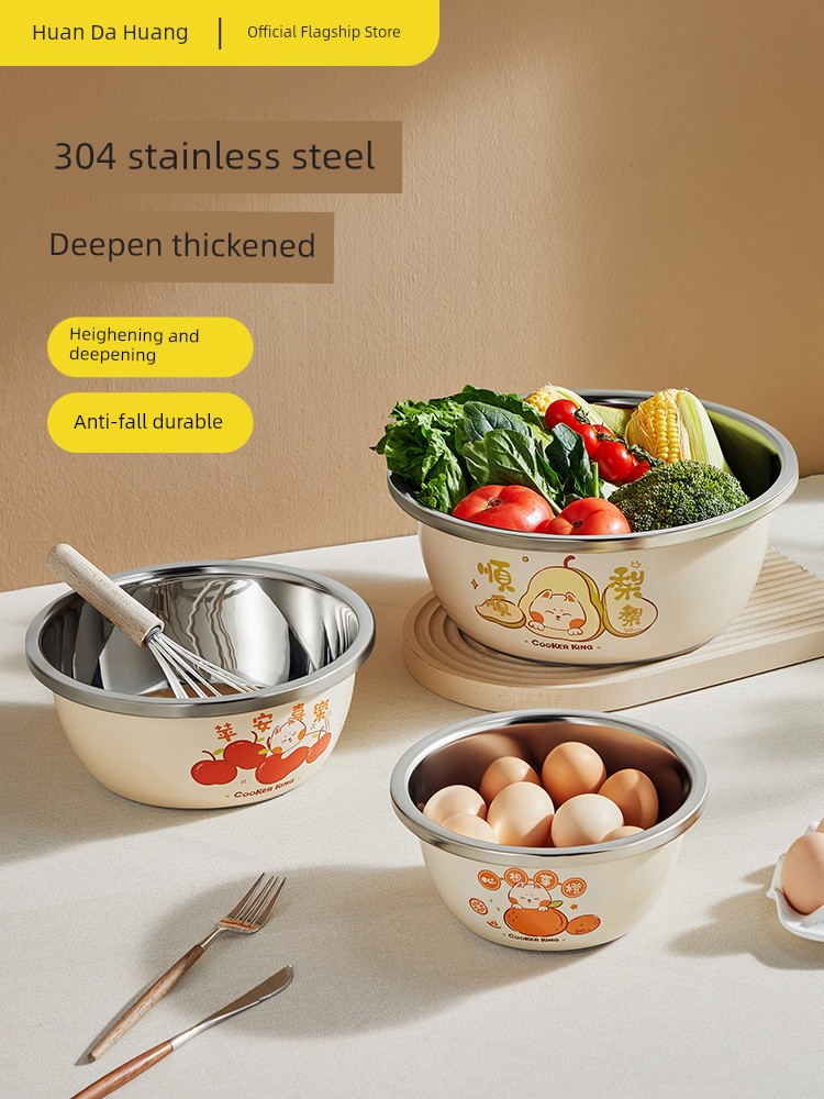 Cooker King 304 Stainless Steel Basin Dough Basin Kitchen Sink Thickened Food Grade For Home Kitchen Dough Basin Washing Basin