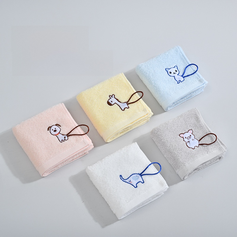 Grace Kids' Towel Xinjiang Pure Cotton Absorbent Baby Washing Face Face Towel For Home Soft with Hooks 5 Pieces