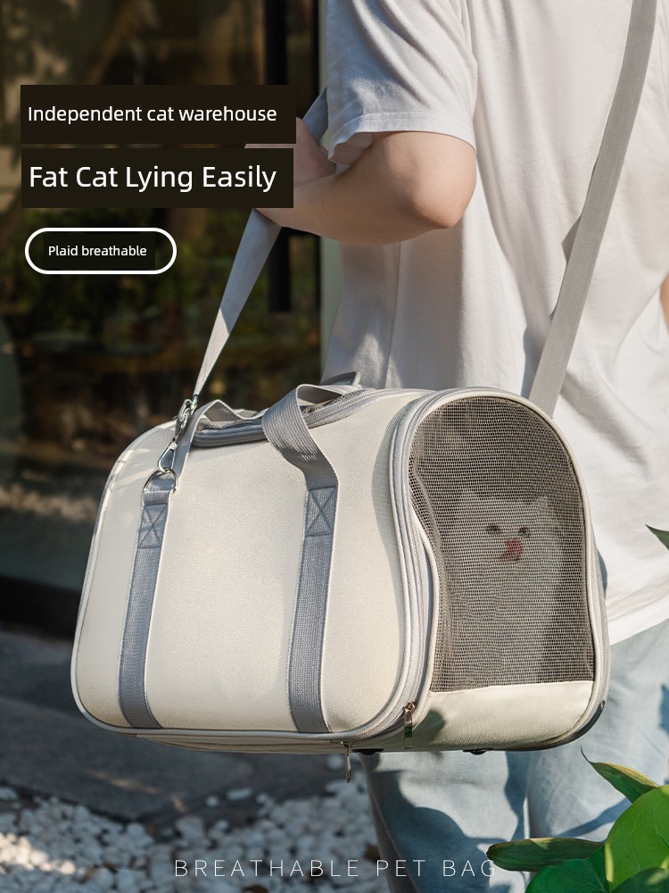 Cat Bag Outdoor Portable Shoulder Handbag Summer Breathable Plaid Not Stuffy Good-looking Pet Cat Outdoor Supplies