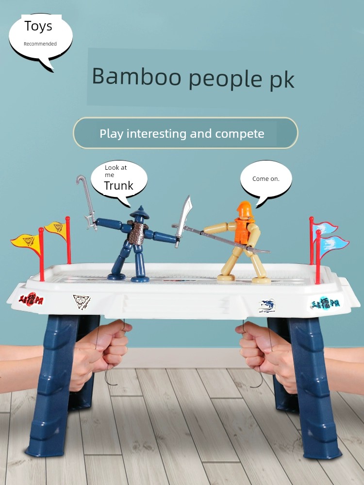 Bamboo Man Children Desktop Toys Double PK Battle Pull Line Doll Puzzle Matching Interactive Boys and Girls Game