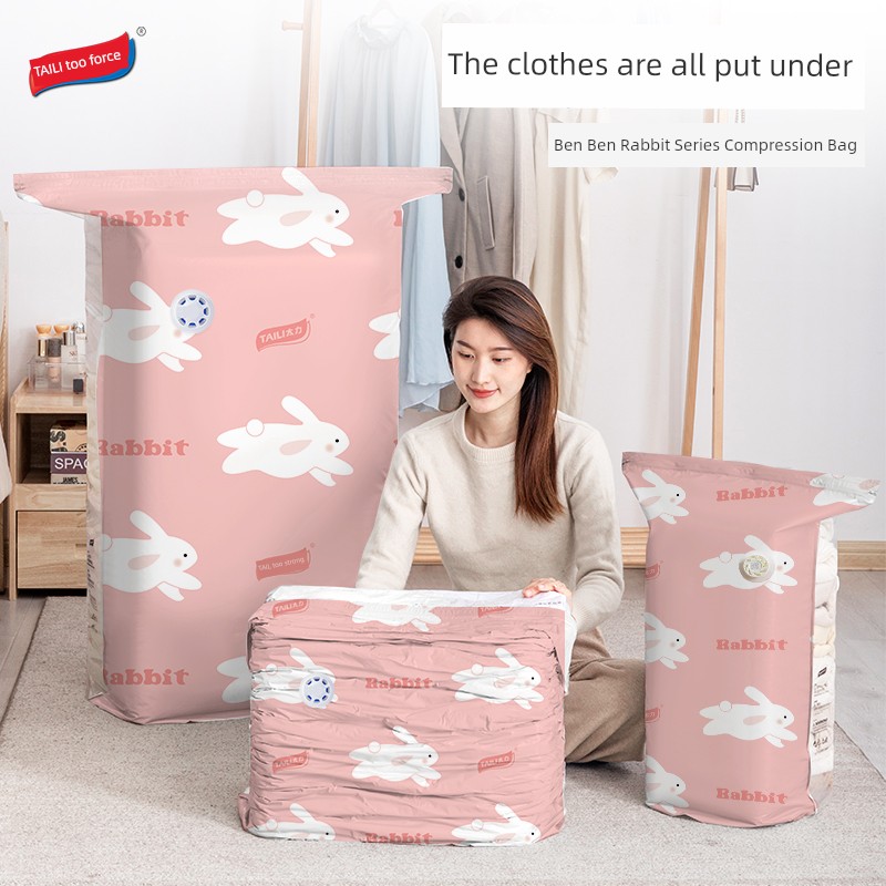 Taili No Pumping Vacuum Compression Bag Quilt Clothes Clothing Transparent For Home Travel Suitcase Storage Bag