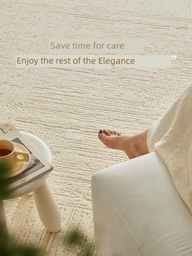 Really Waterproof Antifouling Carpet Living Room Cream Wind White Moonlight Minimalist Washable Erasable Beige Pure Color Accessible Luxury Classy
