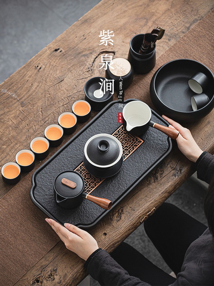 Jojo's L. Pd. Ziquan Jian. Tea Set Suit Black Porcelain Kung Fu Tea Home Ceramic Zen Style Teapot | Ning Banquet