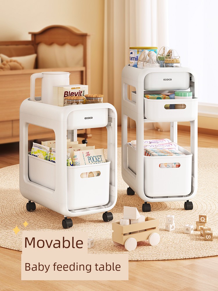 Baby Products Storage Rack Snack Cabinet Trolley Living Room Mobile Bedside Baby Multi-Layer Drawer Storage Feeding Table