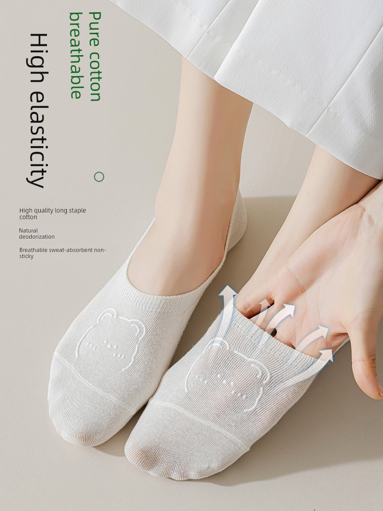 Boneless Ankle Socks for Women Pure Cotton Tight Socks for Women Summer Thin Flats Socks Deodorant and Breathable Low Top Invisible Socks