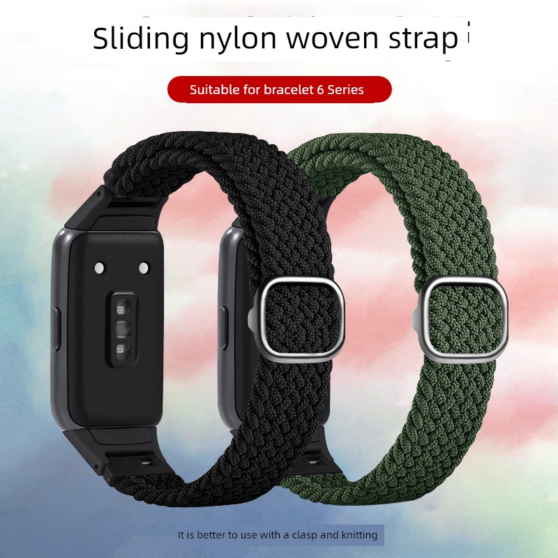 Applicable to Huawei Bracelet 6 Wristband Smart Sports Watch Pro Strap Neutral 7 Generation NFC Version Glory 6 Generation Woven Slide Fastener Nylon 7 Boys and Girls Summer Stylish Tide Replacement Belt Accessories Sports