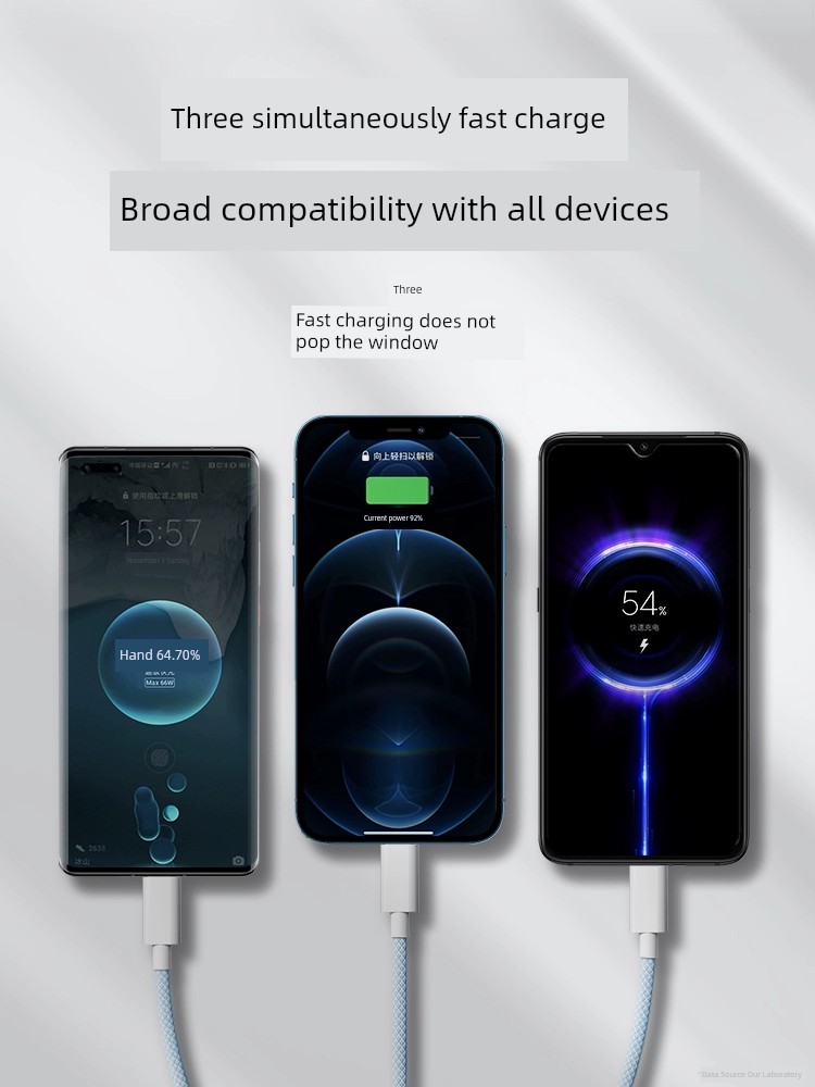 Applicable Charger Fast Charge Three-in-One Data Cable Multi-Port Three-in-One Multi-Head Charging Plug Suit Applicable to Huawei iPhone USB Universal Universal Plug Android Multi-Function Three-Head