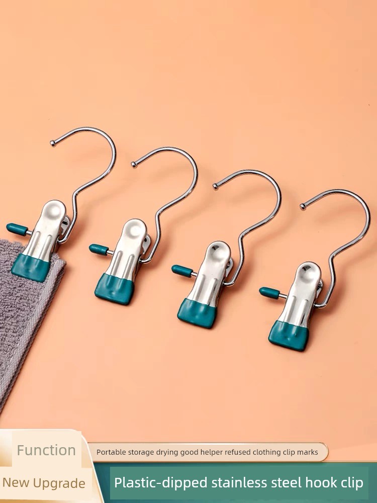 Multi-Functional Clip Hat with Hook Storage Clip Trouser Press Single Hook Leather Cloth Clip Windproof Clothes Socks Clothes Clip