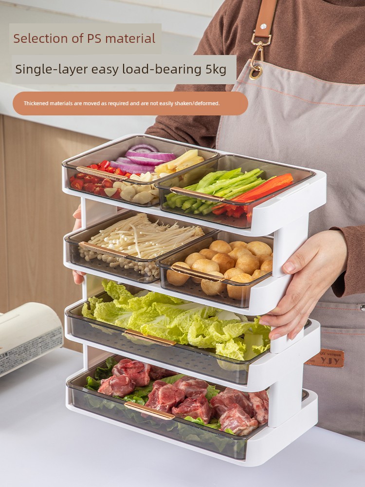 Multi-Layer Hot Pot Side Dishes Plate For Home Kitchen Cooking Handy Gadget Put Fish Vegetable Plate Tray Storage Rack Drain Tableware