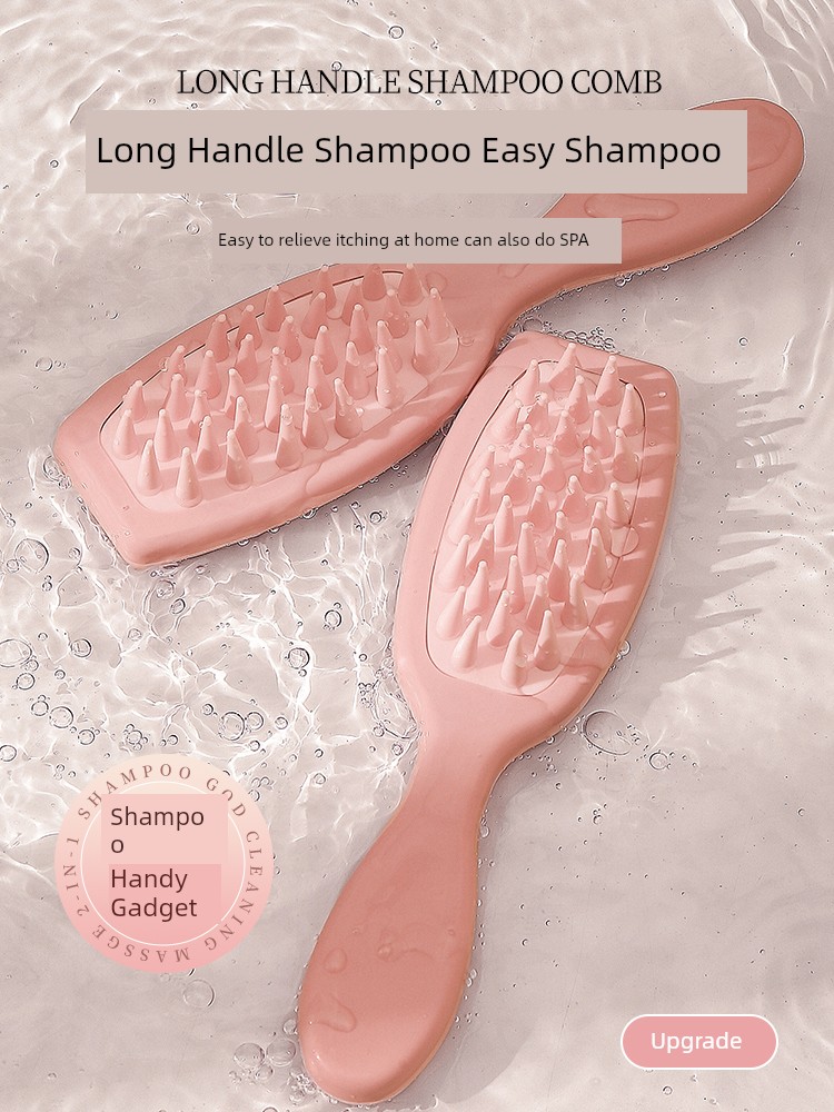 Shampoo Comb Silicone Shampoo Brush Long Handle Hair Washing Handy Gadget Professional Scalp Cleaning Anti-Itching Massage Hair-Washing Comb Adult