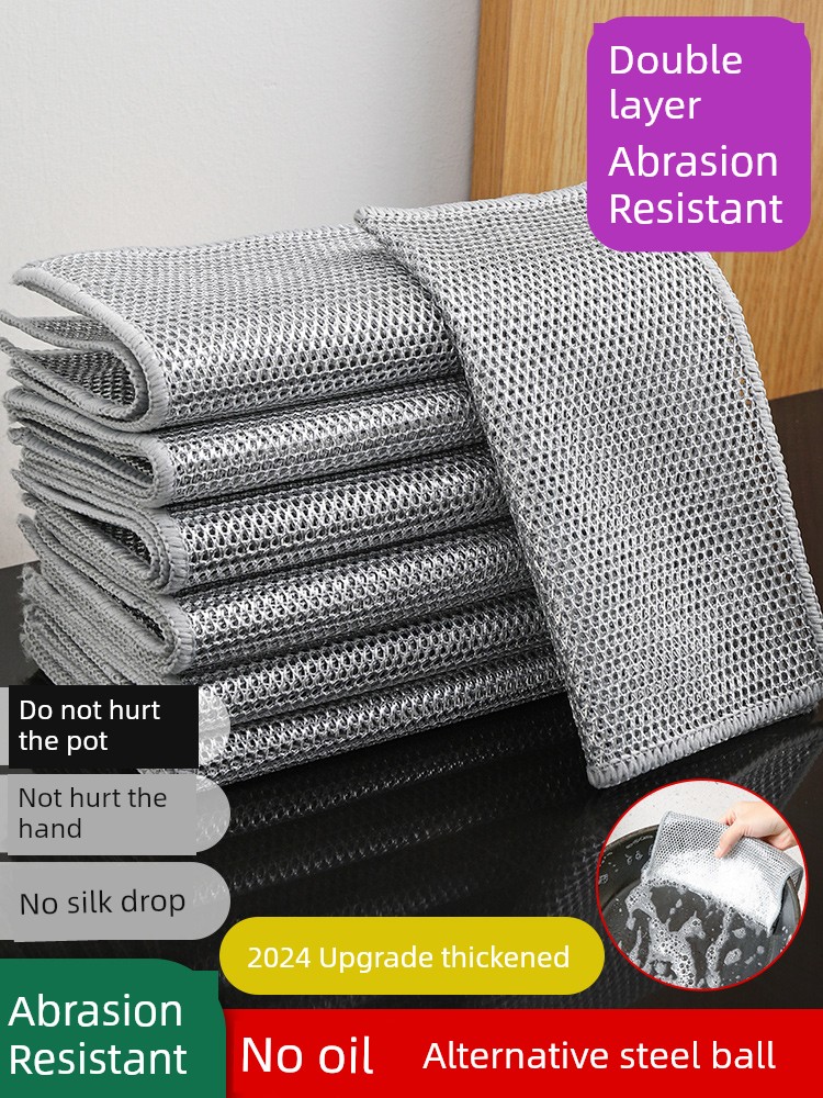 Mesh Oil-Free Easy Cleaning Rag Brush Pot Steel Wire