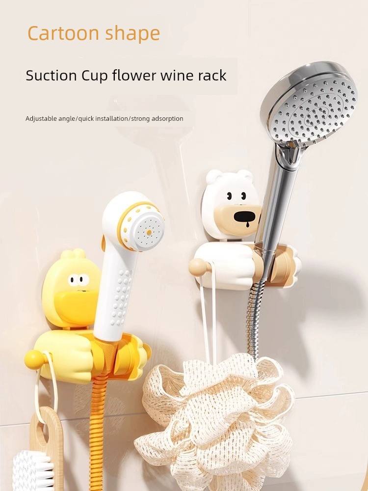 Suction Cup Shower Bracket Punch-Free Movable Universal Shower Pet Kids Bath Home Bathroom Storage Rack