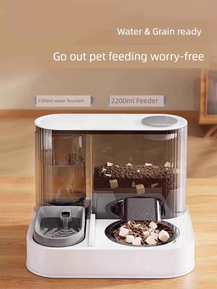 Taige Cat Bowl Dog Bowl Cat Food Holder Cat Food Automatic Pet Feeder Water Dispenser Integrated Pet Drinking Double Bowl