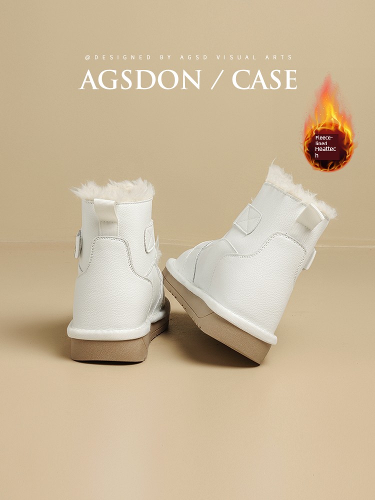 Augusto plus Velvet Snow Boots Women's 2024 New Arrival Winter Warm Booties Non Slip Thickened Waterproof Leather Cotton Shoes